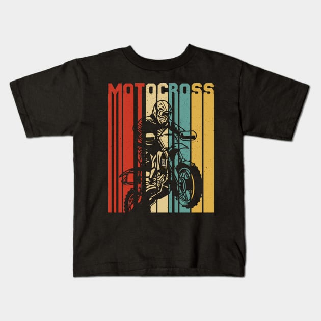 Motorcross Retro Funny Motorcross Lover Kids T-Shirt by Don.Creative